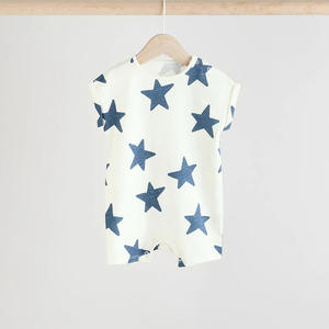 بدلة أطفال بأكمام قصيرة بدلة نوم لحديثي الولادة بجامة أطفال عضوية ملابس نوم صيفية مخصصة لملابس الأطفال - Product Image 5