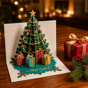 Carte de vœux de Noël 3D pop-up, faite à la main, en papier, carte de fête, forme personnalisée, artisanat en papier, cadeau - Product Image 2
