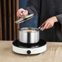 Ensemble de casseroles en acier inoxydable écologique au design campagnard avec couvercle en verre pour la maison et les restaurants