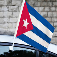 Impression numérique logo drapeau de voiture avec support en plastique équipe sportive club décalcomanies cuba fanion personnalisé drapeau voiture mini drapeau