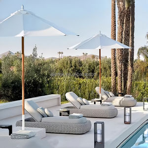 كرسي استلقاء خارجي للفنادق، سرير شمس للحدائق، كرسي استرخاء عصري مقاوم للماء، كرسي استلقاء من الروطان والألومنيوم لحمام السباحة - Product Image 2