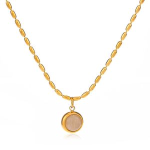 Collar <span class=keywords><strong>de</strong></span> Acero Inoxidable Nabest con Colgante <span class=keywords><strong>de</strong></span> Piedra Ojo <span class=keywords><strong>de</strong></span> Gato Circular, Gargantilla Francesa para Mujer, Chapado en Oro <span class=keywords><strong>de</strong></span> 18K, Joyería Simple - Product Image 5