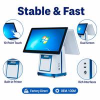 Máquina de liquidación de terminal de caja registradora, táctil, Pos, doble pantalla, venta de supermercado, comercial, cajero Pos