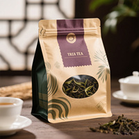 Sachet d'emballage de thé personnalisé imprimé en couleur, anti-odeur, en papier kraft de qualité alimentaire, à fond plat, avec fermeture éclair et fenêtre