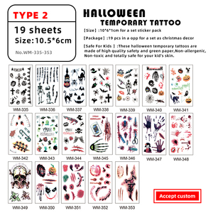 Tatuajes Temporales Impermeables de Halloween de 70x130mm con Diseño de <span class=keywords><strong>Calabaza</strong></span>, Dulces y Fantasmas en 3D para Decoración de Fiestas Infantiles por Jiangmei - Product Image 4