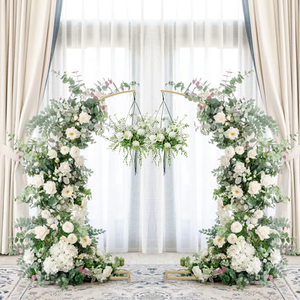2 pièces <span class=keywords><strong>Arche</strong></span> de mariage en métal écologique à dessus incurvé, dorée, support de toile de fond et de ballons, hauteur 7-8 pieds - Product Image 1