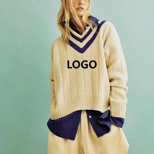 ODM &amp; OEM Manufacturers Custom Ladies <strong>Argyle</strong> Golf <strong>Sweater</strong> European Old Money Style Outfits Women Cable Knit <strong>Sweater</strong> for Women - Product Image 4