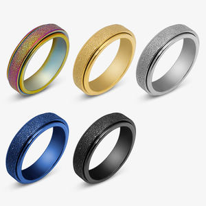 Bague Tournante Tendance en Acier Inoxydable Noir Mat Givré Anti-Stress Punk pour Mariage <span class=keywords><strong>et</strong></span> Soulagement de l'Anxiété - Product Image 1