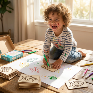 Pizarra de Dibujo de Madera <span class=keywords><strong>Montessori</strong></span> Personalizada, Plantilla de Dibujo de Animales de Dibujos Animados, Bolígrafo de Dibujo Hueco, Juguetes Educativos de Entrenamiento para Niños - Product Image 2