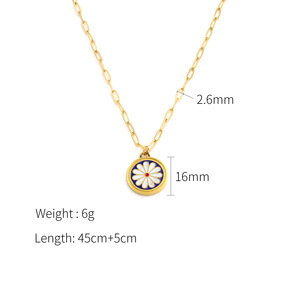 Daisy Petal Pendant <b>Necklace</b> Gold Plated <b>Titanium</b> Steel Colorfast Everyday Wear Unisex - Product Image 3