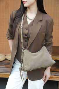 Sac à bandoulière en cuir de qualité supérieure, sacs en daim, sac bandoulière vintage pour femme, sac à l'épaule - Product Image 2