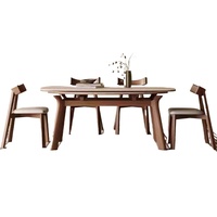 Table à manger rectangulaire pliable en bois massif réglable, design moderne pour les espaces compacts