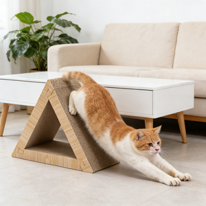 Groothandel Opvouwbare Multifunctionele Driehoekige Kattenkartonnen Tunnel Kattenkrabplank Kattenboom Geassembleerd Papieren Katten Speelgoed - Product Image 1
