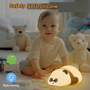 Lampu malam tidur di perut Panda untuk anak, lampu meja LED isi ulang daya USB Sentuh lampu Panda silikon lucu - Product Image 6