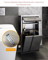 Niche murale encastrée 3-en-1 en acier inoxydable 304, compatible carrelage, avec distributeur de mouchoirs, poubelle et support pour brosse WC