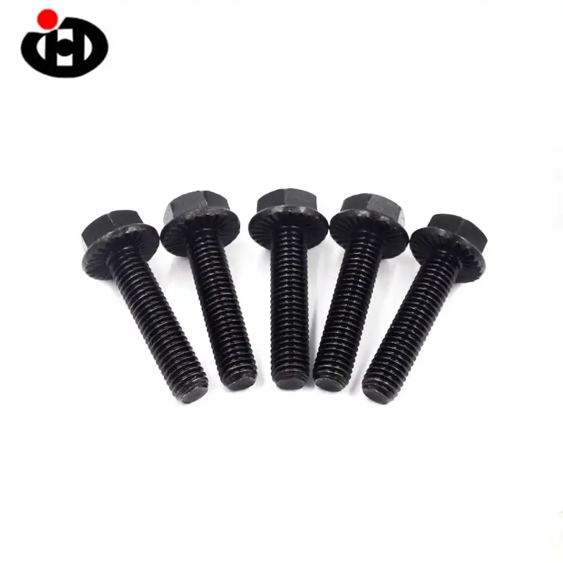 China sujetadores DIN6921 pernos de brida hexagonal con tornillo antideslizante de dientes negro