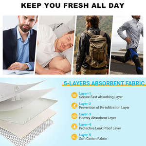 مصنع مخصص 5 طبقات ماصة 80 بالغ سراويل داخلية قابلة لإعادة الاستخدام من القطن سلس البول للرجال - Product Image 6