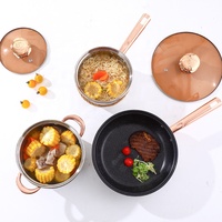 Set Peralatan Masak 12pcs Desain Klasik Stainless Steel Anti Lengket dengan Tutup Kaca untuk Panci Sup dan Memasak (Laris Terjual)