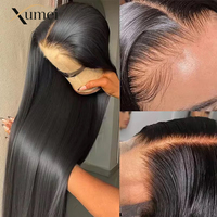 Wig Rambut Manusia Lurus Panjang 40 Inci Grosir, Wig Tanpa Lem Full HD Lace untuk Wanita, Wig Frontal Rambut Virgin Lurus Alami