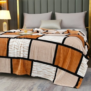 Coperta invernale calda singola/doppia in <span class=keywords><strong>flanella</strong></span> a bolle, fantasia tinta unita, in pelliccia lavorata a maglia, per dormitorio studentesco e ufficio - Product Image 1