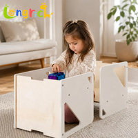 Juego de Silla Cubo Convertible Montessori con Modo Mesa y Diseño de Abedul, Muebles Unisex para Niños Pequeños para Uso en el Hogar y Guardería