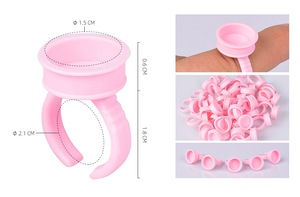 ถ้วยกาวต่อขนตาสีชมพู 100 ชิ้น สำหรับไมโครเบลดดิ้ง  พร้อมวงแหวนสำหรับใส่สี  สำหรับอุปกรณ์แต่งหน้าถาวร (รับผลิตแบรนด์ส่วนตัว) - Product Image 2