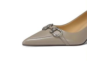 مخصص كعب ارتفاع أنيق السيدات جلد طبيعي وأشار اصبع القدم اللباس مكتب الكعب العالي الأحذية الرسمية - Product Image 5