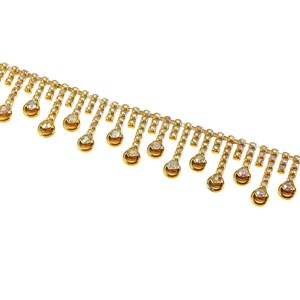 Borla de Plástico con Pedrería de 3 cm, Accesorios para <span class=keywords><strong>Disfraces</strong></span> de Carnaval, Adorno de Flecos con Pedrería Transparente AB - Product Image 2