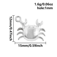 Breloques océaniques DIY en acier inoxydable plaqué or 18 carats, pendentifs poisson et crabe pour la fabrication de bracelets et colliers