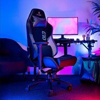 Fauteuil de jeu inclinable multi-verrouillage XL 3D, qualité supérieure, gris moderne, pour bureau à domicile, avec coussin