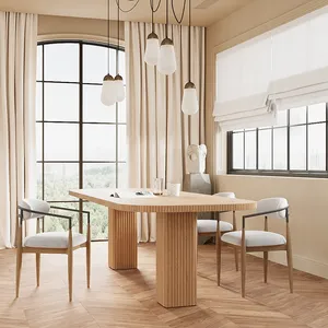 moderne ausgestellte holzstühle mit 8 stühlen esszimmermöbel marmor luxus esstischset rund aus walnussholz esstisch