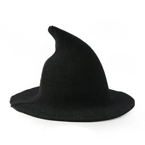 Sombrero de bruja de lana para Halloween, gorro plegable para fiesta de disfraces, sombrero de punto para mujer y hombre, sombrero de bruja para fiesta de pescador de lana - Product Image 1