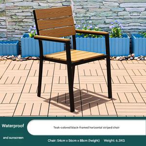 Fauteuil de jardin moderne noir avec assise à lattes, imperméable, pour villa, parc, balcon, cour, hôtel, sièges de loisirs - Product Image 4