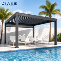 Pergola autoportante Jiake en aluminium 6063-T5 avec toit à lames motorisées pour jardin, patio, terrasse de piscine, gazebo, pavillon extérieur