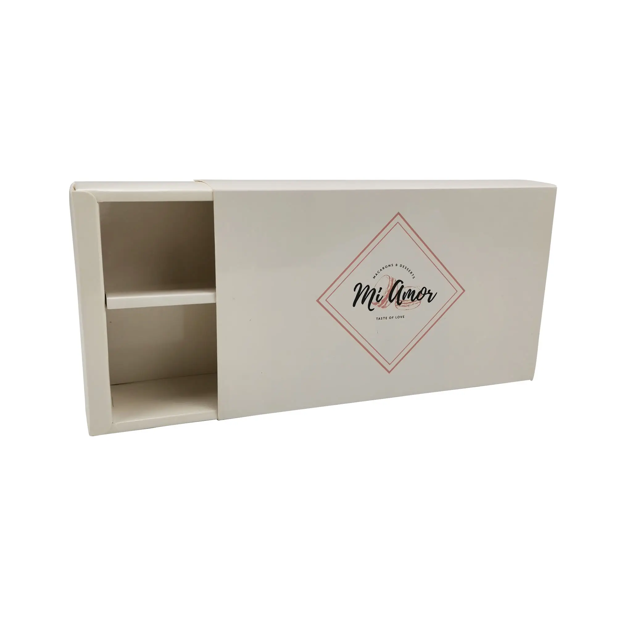 Wholesale custom pastry box cookie box with logo packaging drawer gift box for cookie/macaroon/sweet bakery packaging