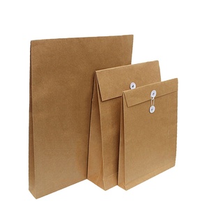 ממוחזר חום קראפט נייר מסמכי תיק Custom A4 מעטפת עם מחרוזת וסגירת כפתור - Product Image 1