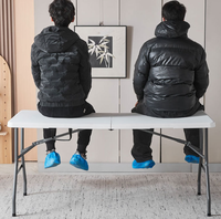 Table pliante d'extérieur portable pas chère, 6 pieds, blanche/noire, en plastique, design moderne pour les dîners, les événements et les fêtes