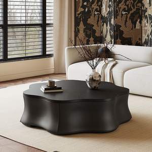 Modern Butterfly Coffee <b>Table</b> Wood Top Petal Shape Design Living Room Furniture - Product Image 3