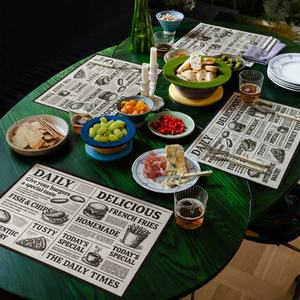 <span class=keywords><strong>La</strong></span> Gastronomie <span class=keywords><strong>Gazette</strong></span> Doux Lin Imitation Tissu Imprimé Napperons Résistant À <span class=keywords><strong>La</strong></span> Chaleur Quotidien Nourriture <span class=keywords><strong>Journal</strong></span> Motif Tapis De Table - Product Image 2