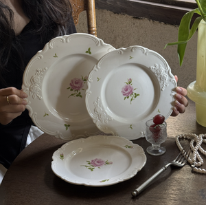 Juego de Vajilla de Cerámica Ecológica Moderna con Diseño de Rosa Blanca Estilo Relieve Rosa Forrestiana Francesa para Bodas - Product Image 6