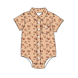 Combinaison d'été unisexe en soie de lait pour nouveau-nés, motif floral hawaïen, avec boutons, best-seller - Product Image 3