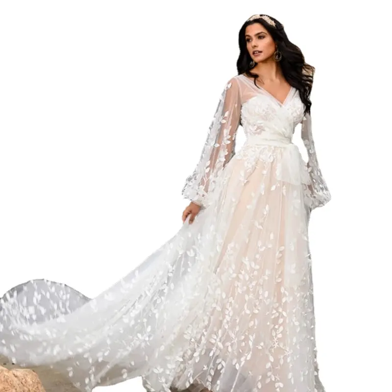 Vestido de noiva super bonito, vestido de noiva plus size, vestido de casamento de cauda longa