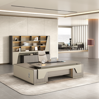 Bureau de direction modulaire haut de gamme en MDF, grand format en L, bicolore gris beige, avec boîte de rangement pour câbles, table de travail de bureau moderne – Offre Spéciale