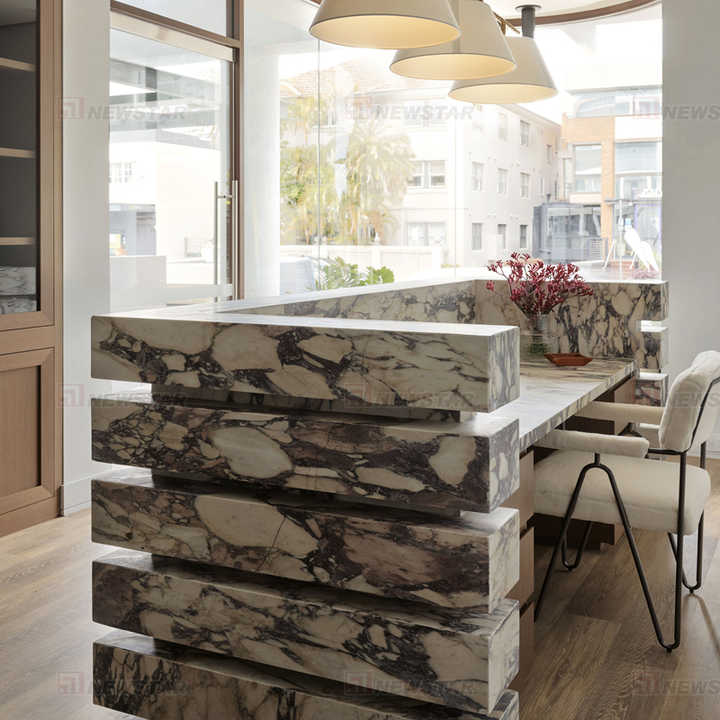 Newstar Luxury Italian Calacatta Viola White Marble Reception Desk