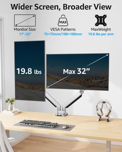 Support d'écran double en aluminium pour <span class=keywords><strong>ordinateur</strong></span>, 17-32 pouces - Product Image 4