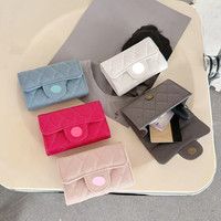 Dompet Koin PU CF Gaya Jalanan Vintage Terinspirasi Pabrik, Tempat Kartu, Tas Kecil Multifungsi, Pola Berlian Quilted