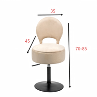 Chaise de rangement pivotante moderne en velours doux, réglable par vérin à gaz, avec dossier, pour salon et coiffeuse