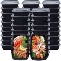 Boîtes repas micro-ondables noires, 1 compartiment, sans BPA, nouvelle génération, pour préparation de repas, bento, 38 oz, fournisseur de boîtes alimentaires en PP