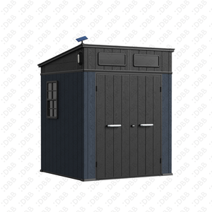Abri de jardin extérieur en résine plastique à texture bois esthétique 6x8 pieds, durable, écologique, <span class=keywords><strong>anti</strong></span>-UV, double paroi en acier, mobilier de jardin - Product Image 1