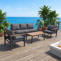 Ensemble de canapé d'extérieur portable Joye Leisure avec cadre en aluminium, design minimaliste moderne, table basse et chaises pour usage hôtelier